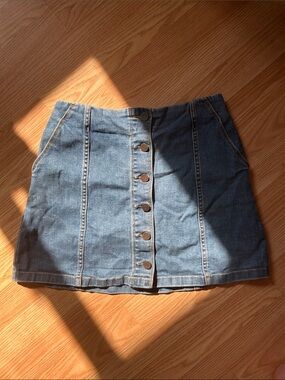 Alfred Blue Denim Button-Front Mini Skirt